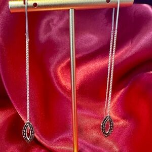 Delicate Charles Winston 925 Sterling Silver Marcasite Threader Earrings